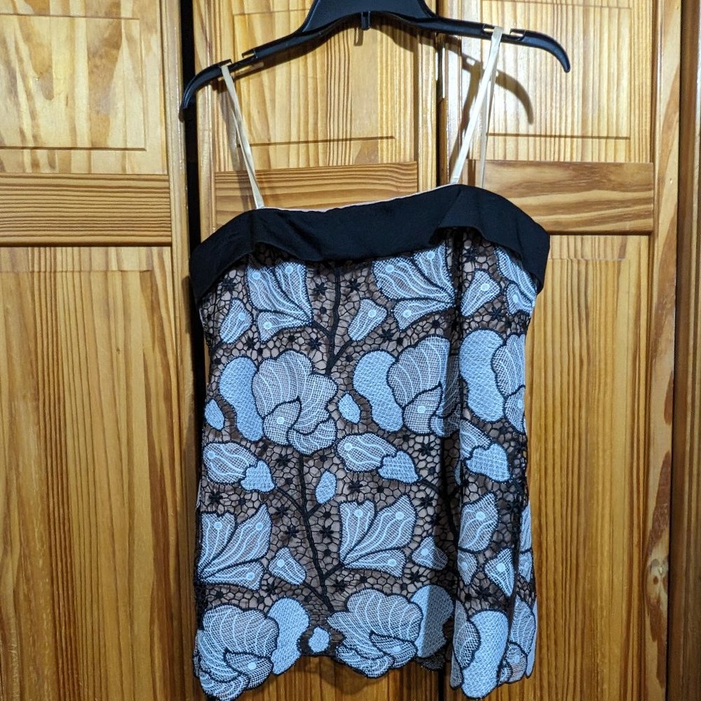 BCBGMaxAzria "Lea" Knit Tube Camisole Black Floral Mesh Size M (NWT)